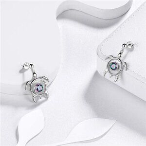 Silver Turtle Earrings Aurora Tears Set Celtic Spiral 925 Sterling Silver